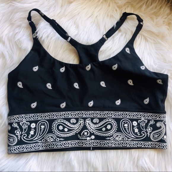New Adam Selman Black Paisley Bandana Sports Bra - Picture 1 of 11